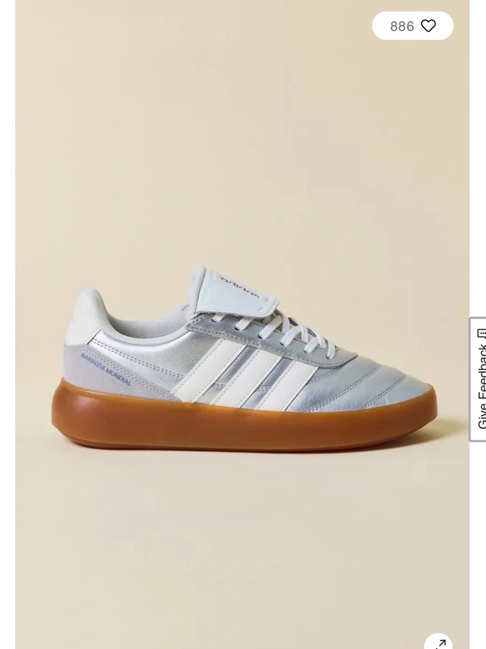 Adidas Barreda Mundial Women Silver Metallic Sneakers with Gum Sole